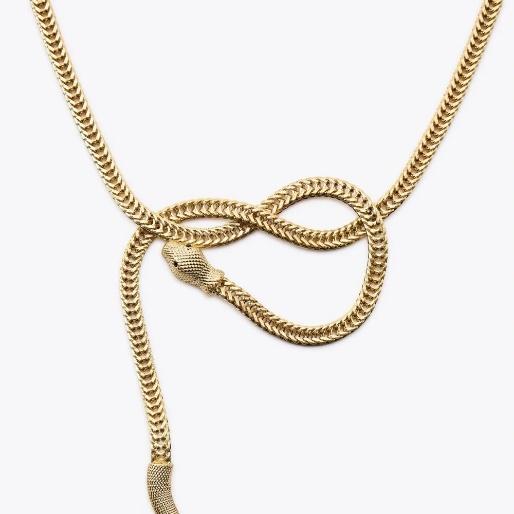 NWOT. Zara Golden Snake-Shaped Metal Cord Belt.